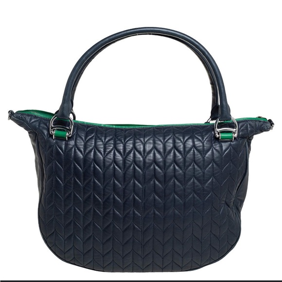 Ralph Lauren Blue Quilted Leather Zip Satchel - Picture 1 of 12